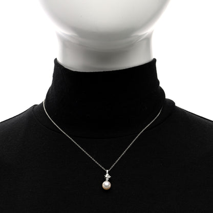 Tiffany Platinum Cultured Pearl Diamond Pendant Necklace 2 of 4