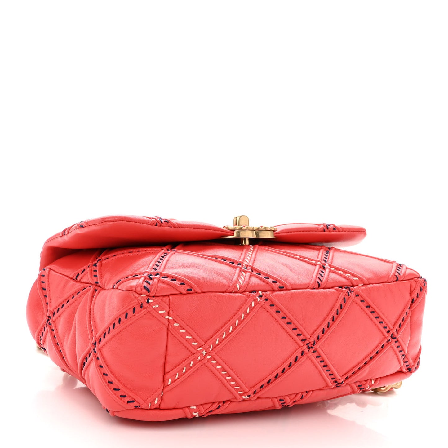 Lambskin Mixed Fibers Quilted Medium Chanel 19 Flap Coral