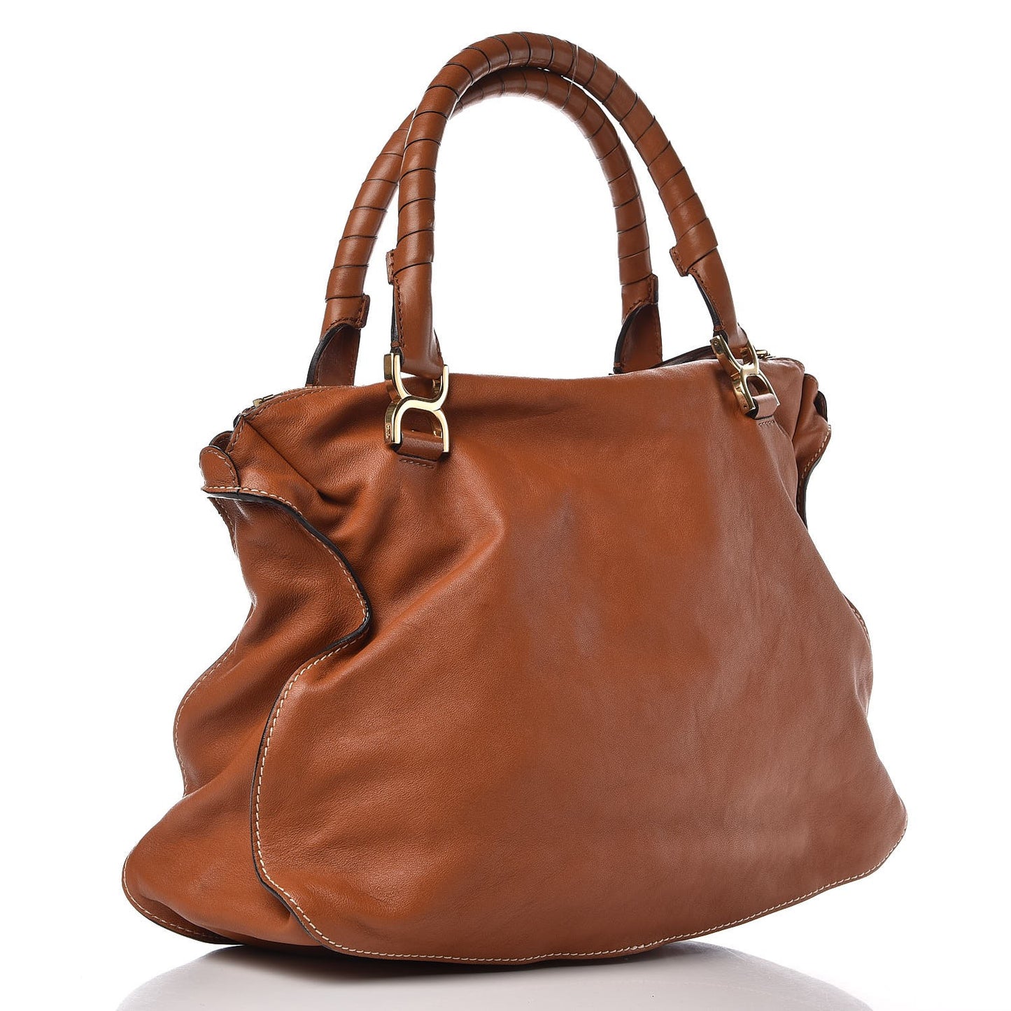 Sheepskin Large Marcie Lock Satchel Armagnac