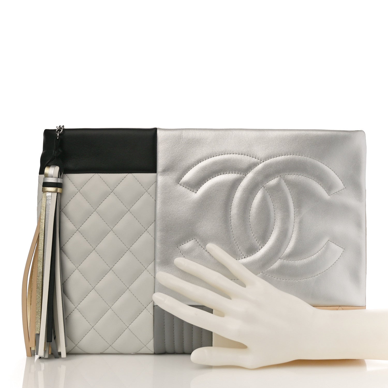 Chanel Lambskin Patchwork Medium Cosmetic Case Multicolor Silver 2 of 11
