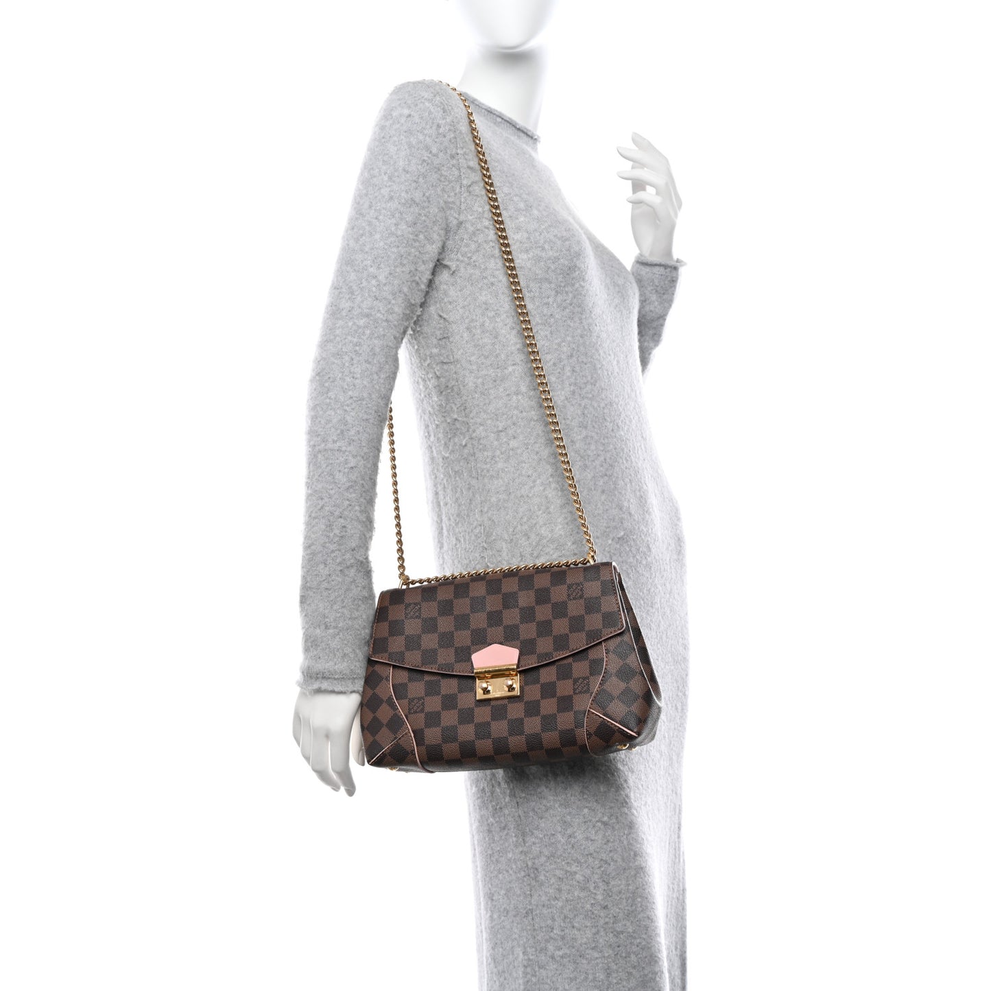 LOUIS VUITTON Damier Ebene Caissa Clutch Rose Ballerine