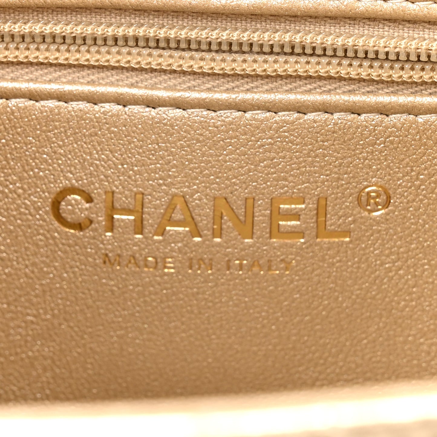 Metallic Shiny Aged Calfskin Quilted Nano Kelly Shopper Gold