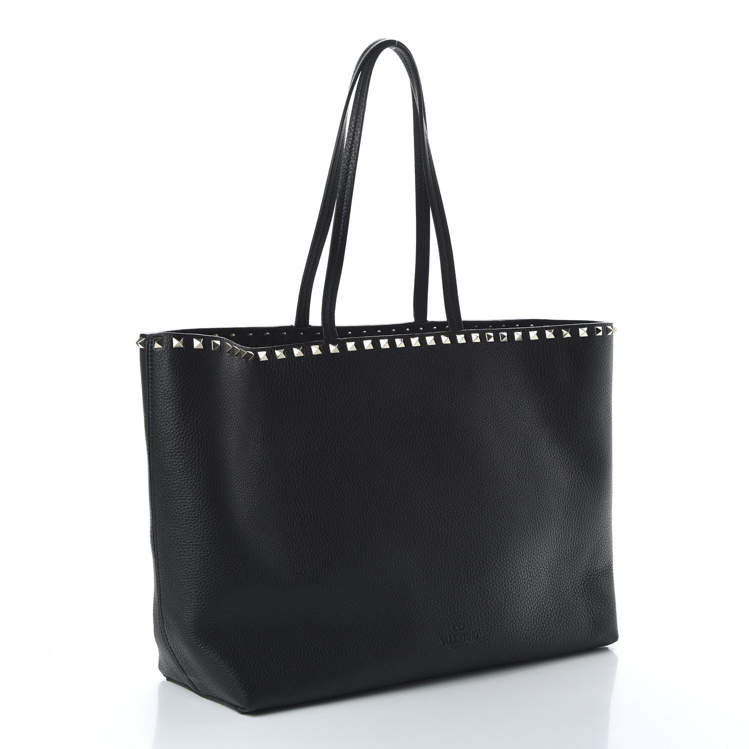Valentino Garavani Grained Calfskin Rockstud Shoulder Tote Black 3 of 9