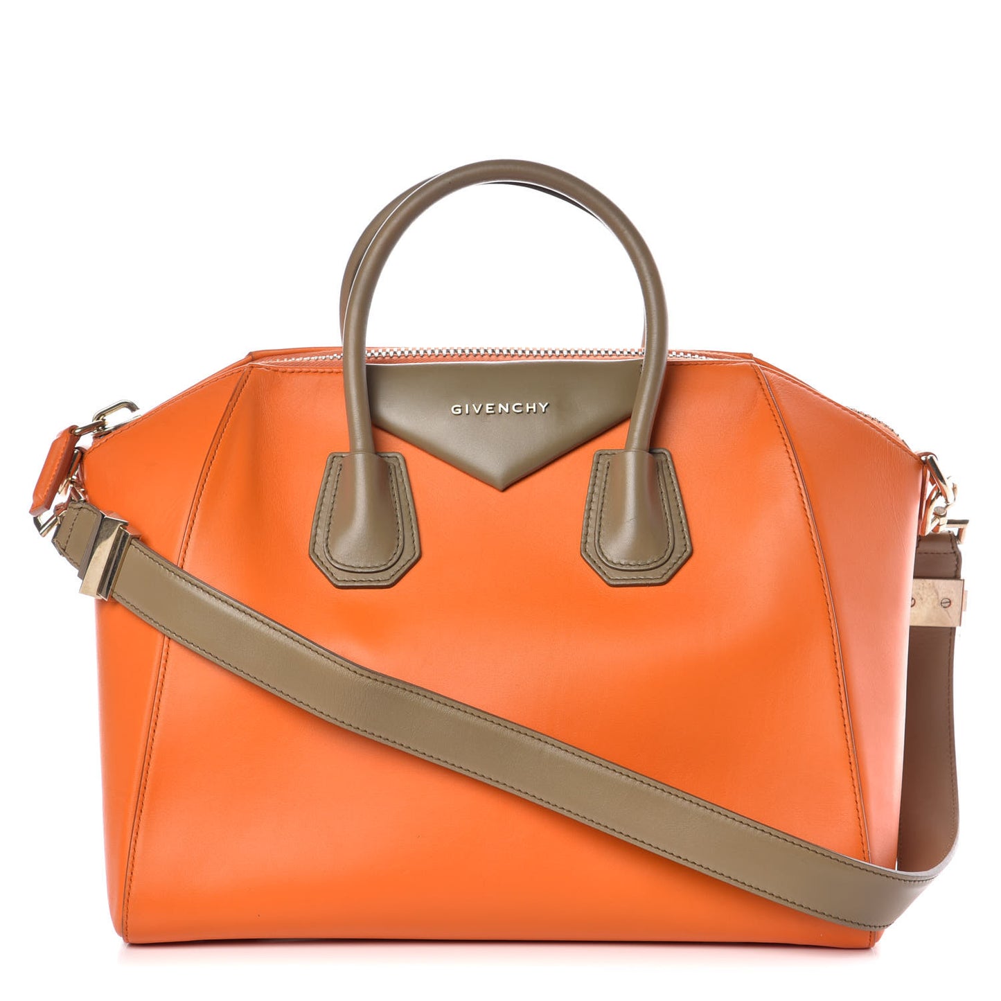 Smooth Calfskin Medium Bi-Color Antigona Orange Beige