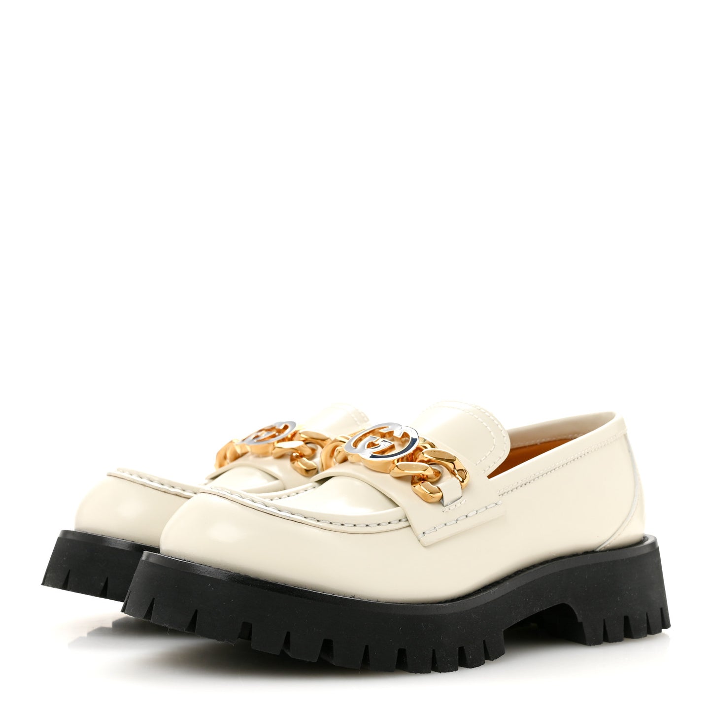 Cordovan Lux Womens Jeanne Platform Lug Sole 30/45mm Loafers 38.5 White