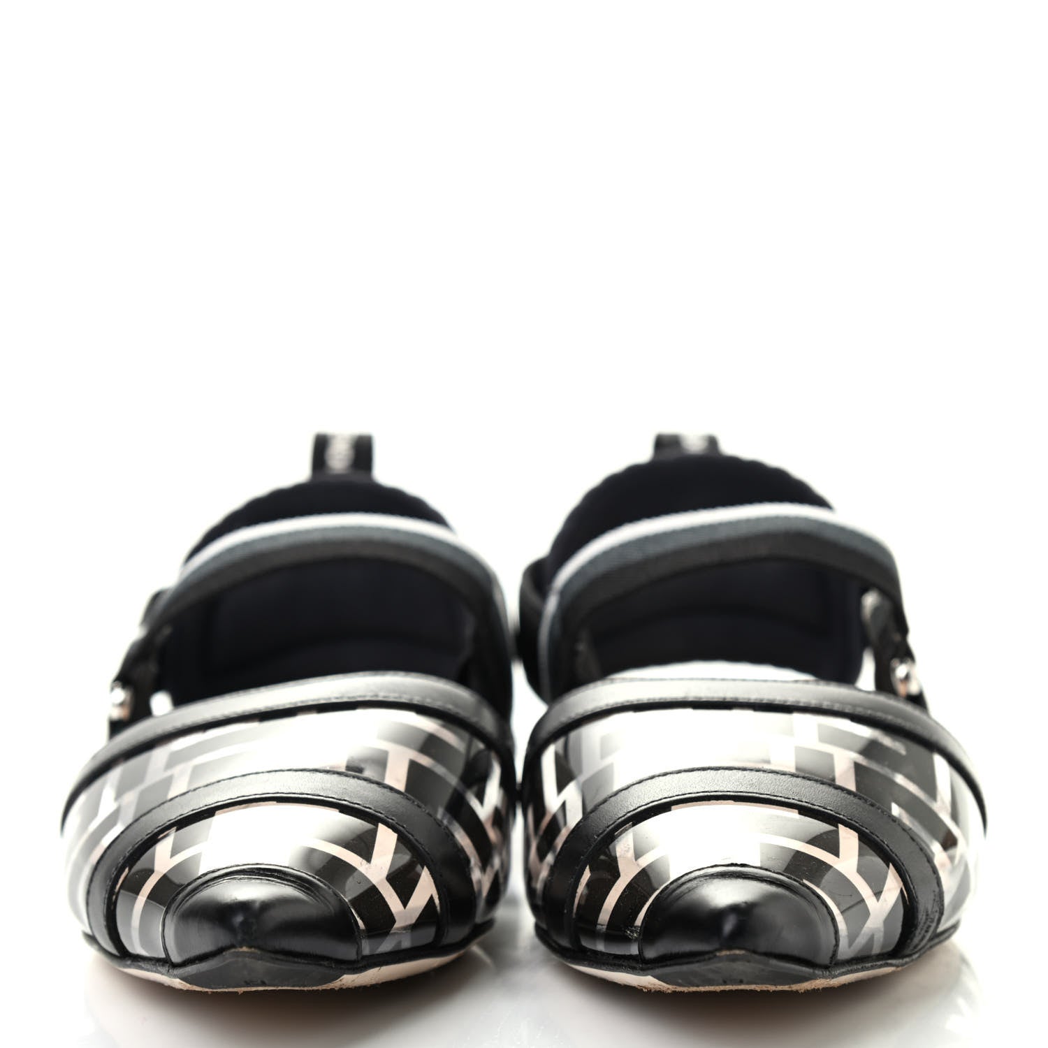 Fendi PVC Calfskin FF Colibri Slingback Ballerina Flats 37.5 Black 2 of 11