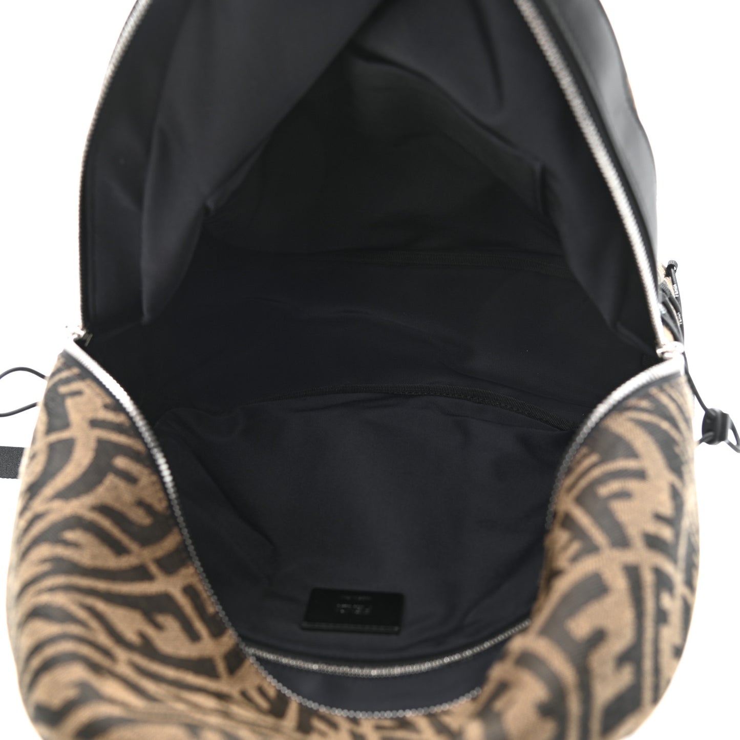 X SARAH COLEMAN Fabric Jacquard Vitello Grace Light Woven Lanyard FF Vertigo Pouch Pocket Backpack Tobacco Moro Black