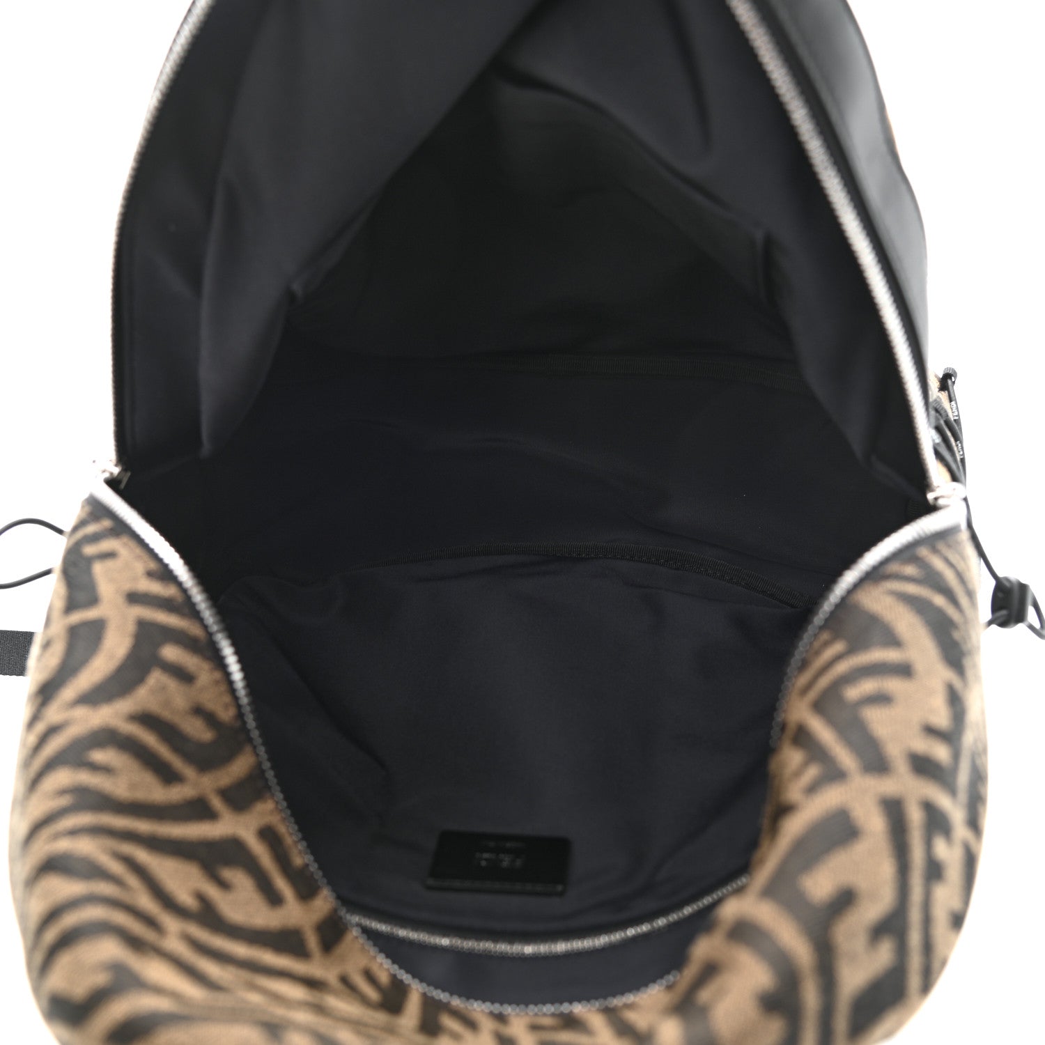 Fendi X SARAH COLEMAN Fabric Jacquard Vitello Grace Light Woven Lanyard FF Vertigo Pouch Pocket Backpack Tobacco Moro Black 5 of 10