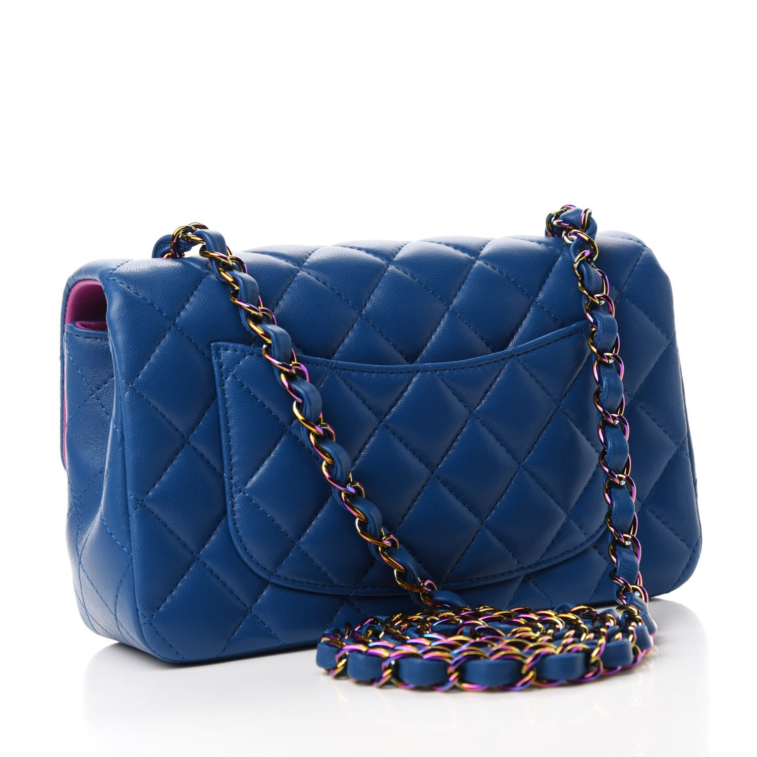 Chanel Lambskin Quilted Mini Rectangular Flap Blue Purple 3 of 11
