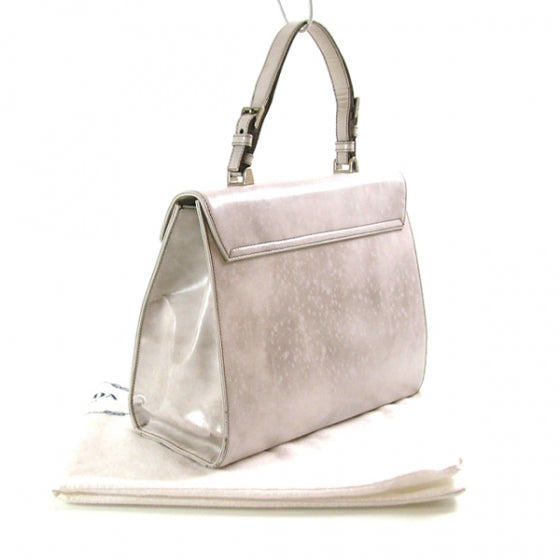 Leather Framed Jacquard Logo Handbag Gray