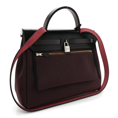 Hermes Military Toile Vache Hunter Herbag Zip PM 31 Rouge Sellier Ebene Black 4 of 15