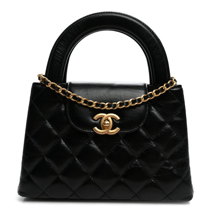 Chanel Shiny Aged Calfskin Quilted Nano Kelly Shopper Black 1 of 10