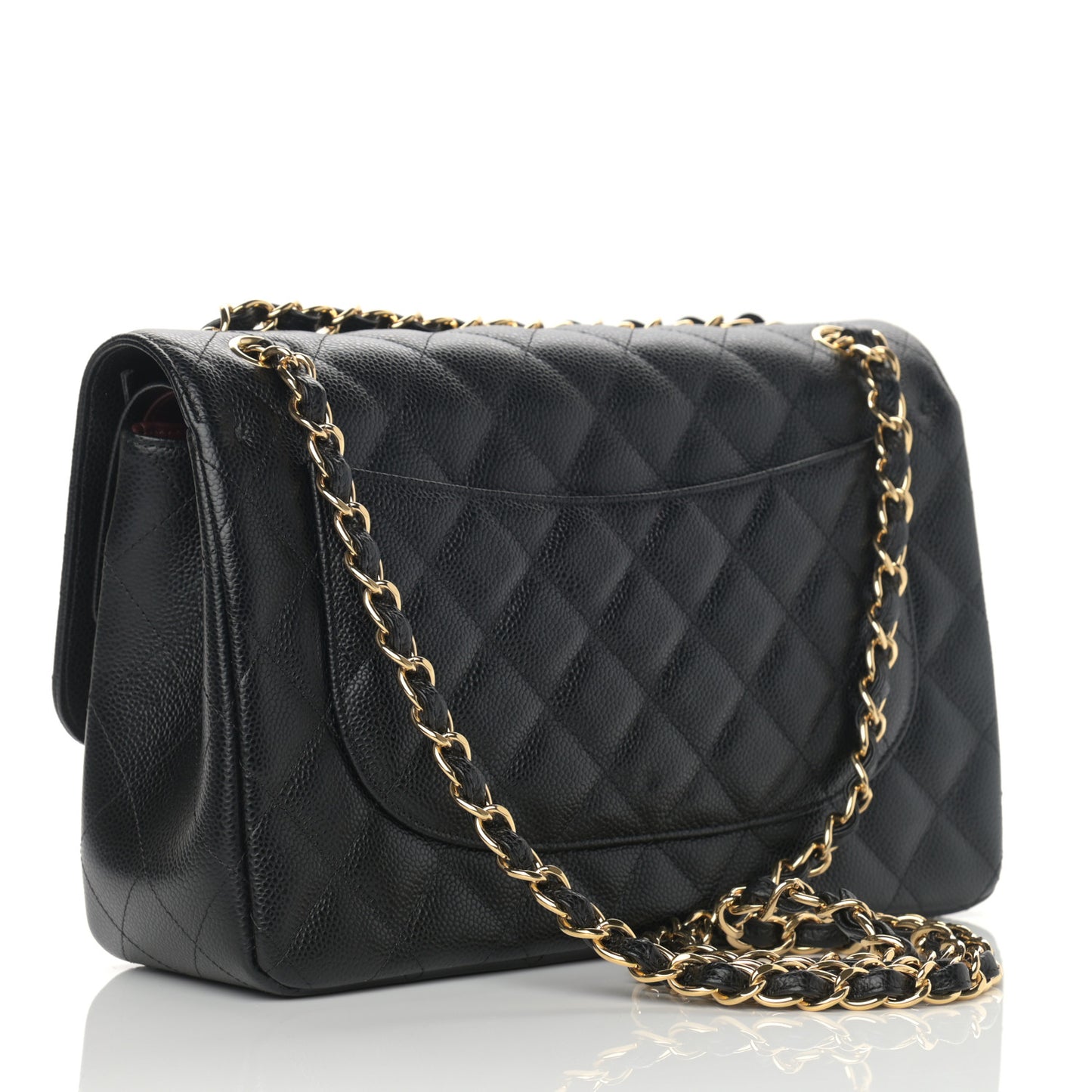 Caviar Quilted Jumbo Double Flap Black