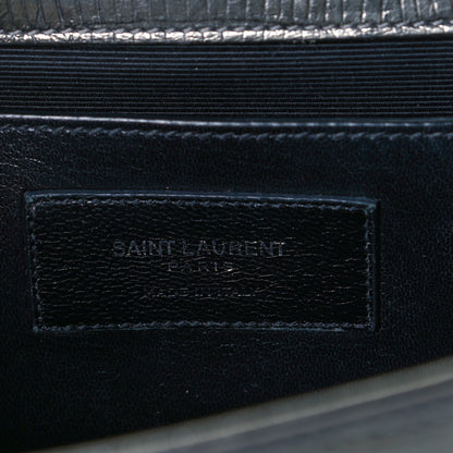 Saint Laurent Calfskin Crocodile Embossed Medium Classic Monogram Kate Tassel Satchel Fog 7 of 8