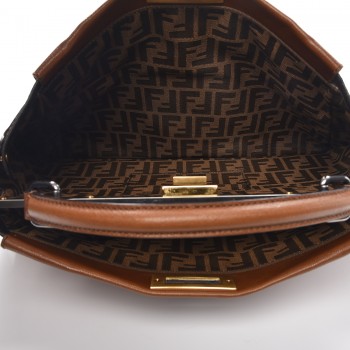 Goatskin Zucca Large Peekaboo Iconic Satchel Cuoio Tobacco Moro