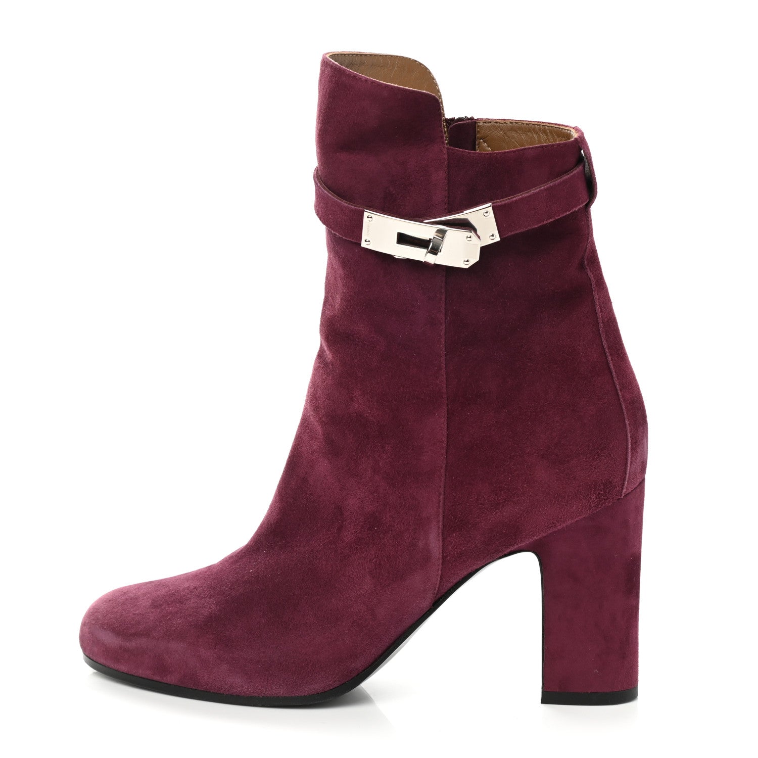 Hermes Suede Goatskin Joueuse Ankle Boots 38.5 Lie De Vin 1 of 9