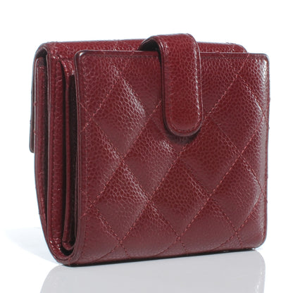 Chanel Caviar Quilted Compact Flap Wallet Dark Red 3 of 7