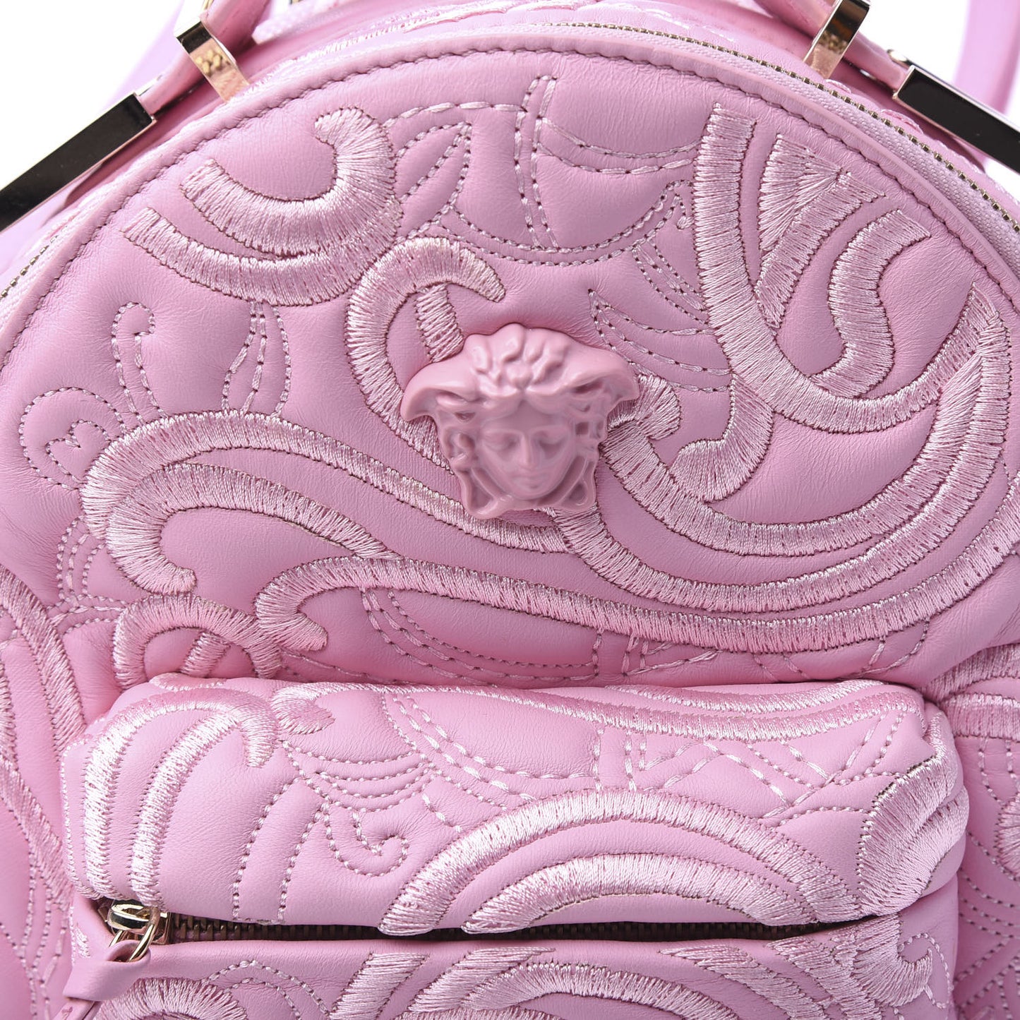 Calfskin Palazzo Embroidered Baroque Mini Backpack Pink