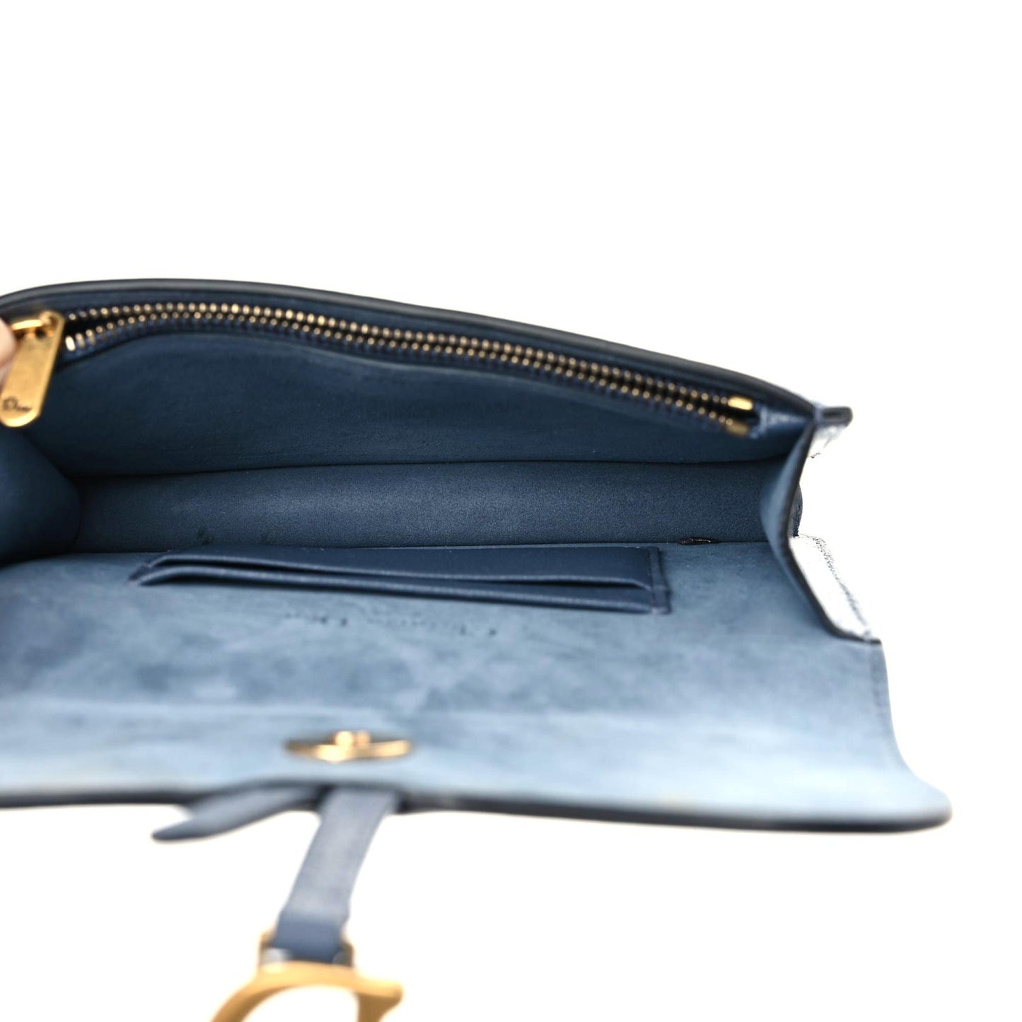 Goatskin Saddle Belt Clutch Denim Blue