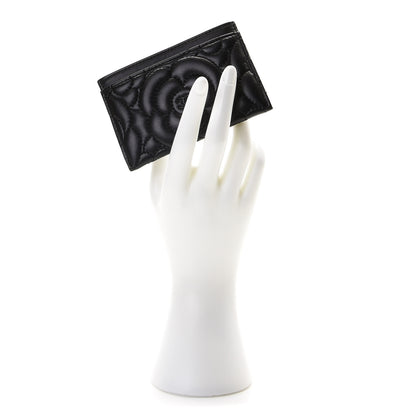 Chanel Lambskin Camellia Embossed Card Holder Black 2 of 8