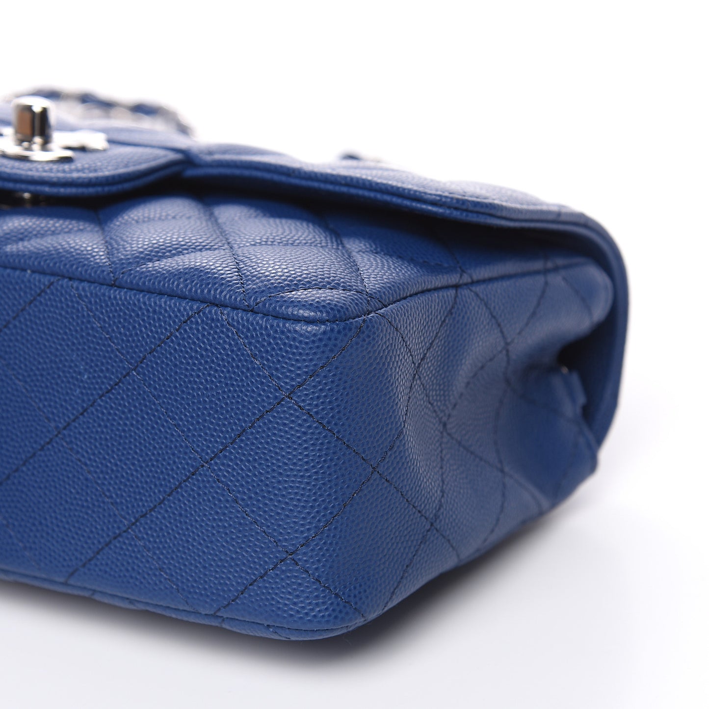 Caviar Quilted Mini Rectangular Flap Blue