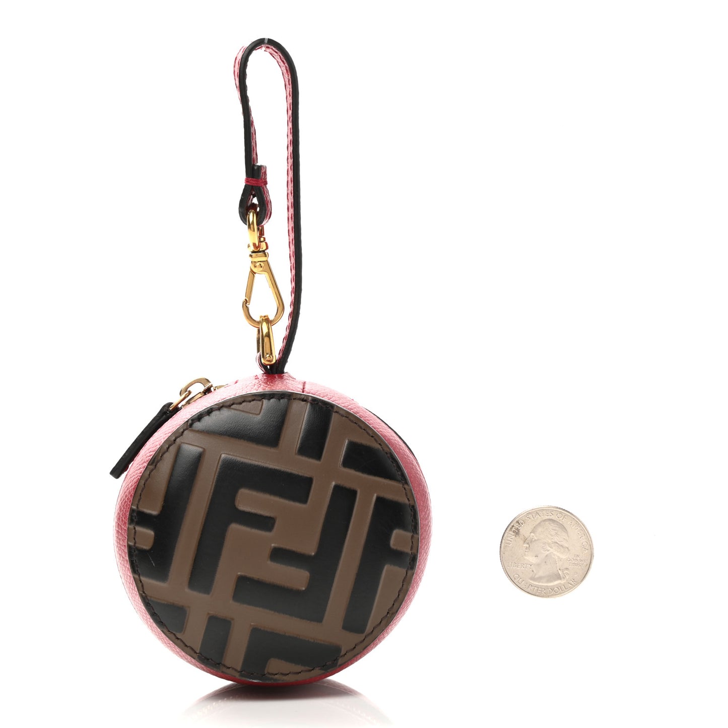 Calfskin FF 1974 Embossed Help Bag Charm Maya Black Red