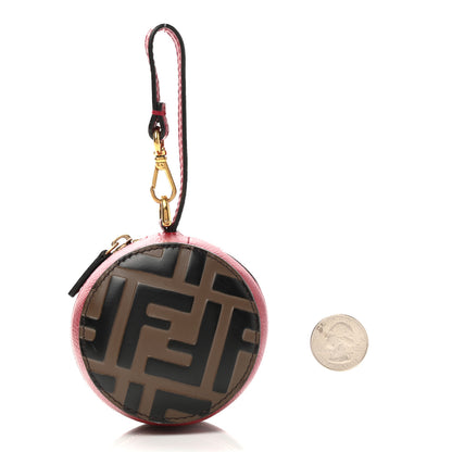 Fendi Calfskin FF 1974 Embossed Help Bag Charm Maya Black Red 2 of 13