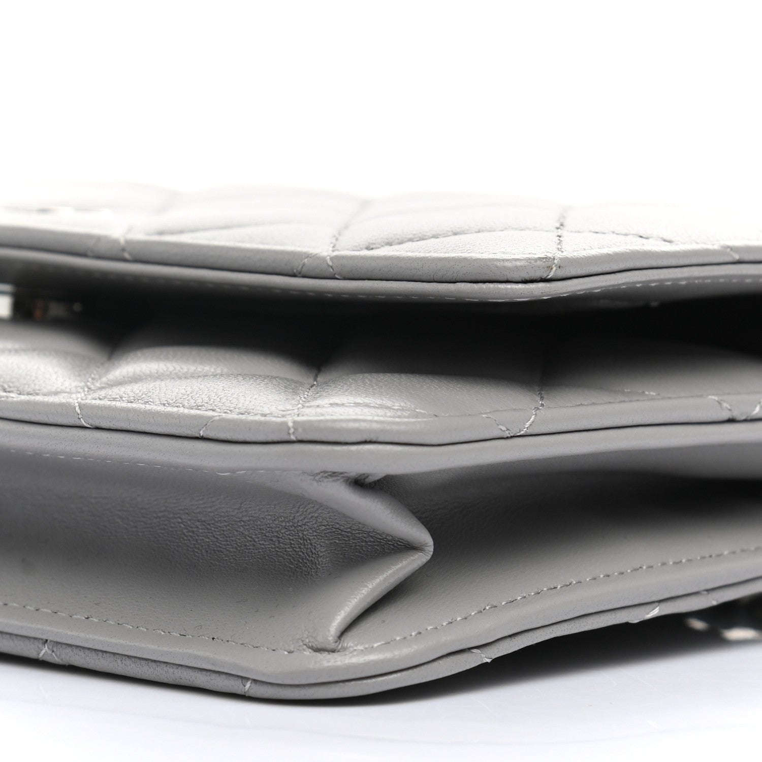 Chanel Lambskin Quilted Wallet On Chain WOC Grey 11 of 14