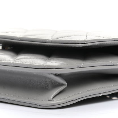 Chanel Lambskin Quilted Wallet On Chain WOC Grey 11 of 14