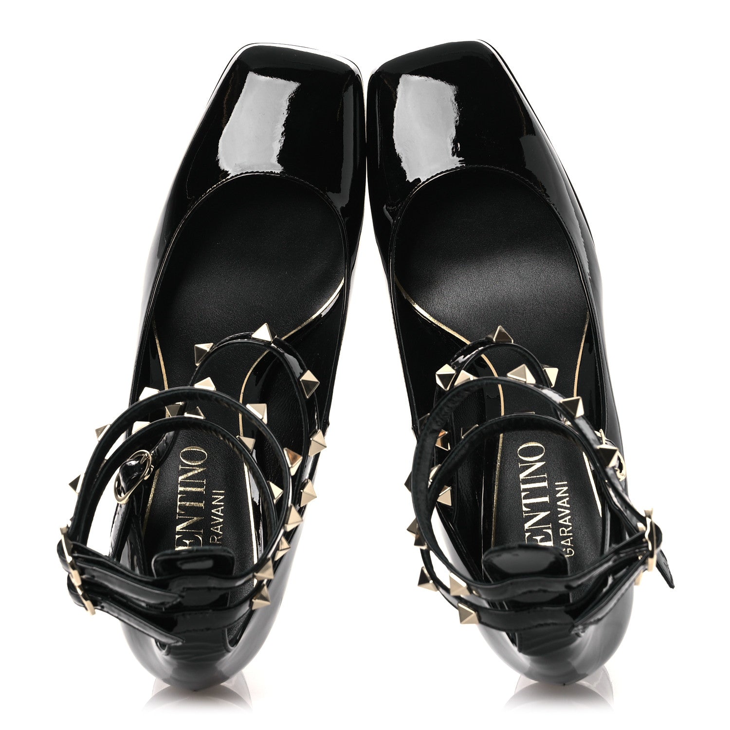 Valentino Garavani Patent Rockstud Ankle Strap Mary Jane Pumps 39 Black 2 of 11