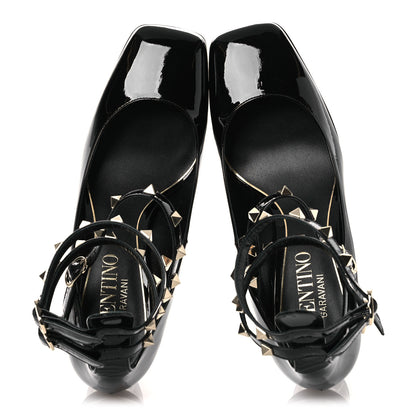 Valentino Garavani Patent Rockstud Ankle Strap Mary Jane Pumps 39 Black 2 of 11