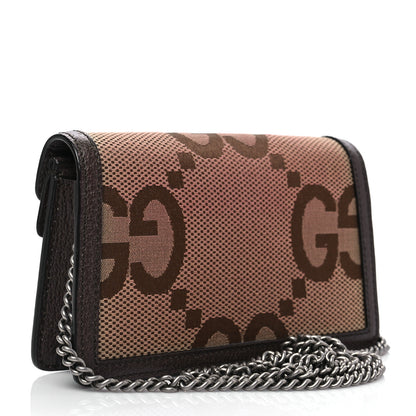Gucci Monogram Jumbo GG Textured Dollar Calfskin Super Mini Dionysus Shoulder Bag Camel Ebony New Acero 3 of 7