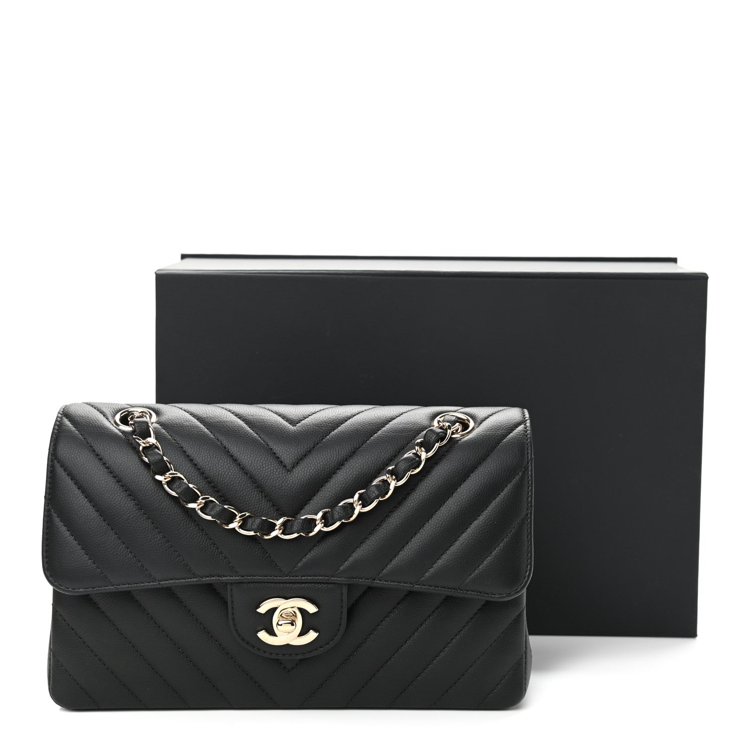 Chanel Caviar Chevron Quilted Small Double Flap Black 12 of 12