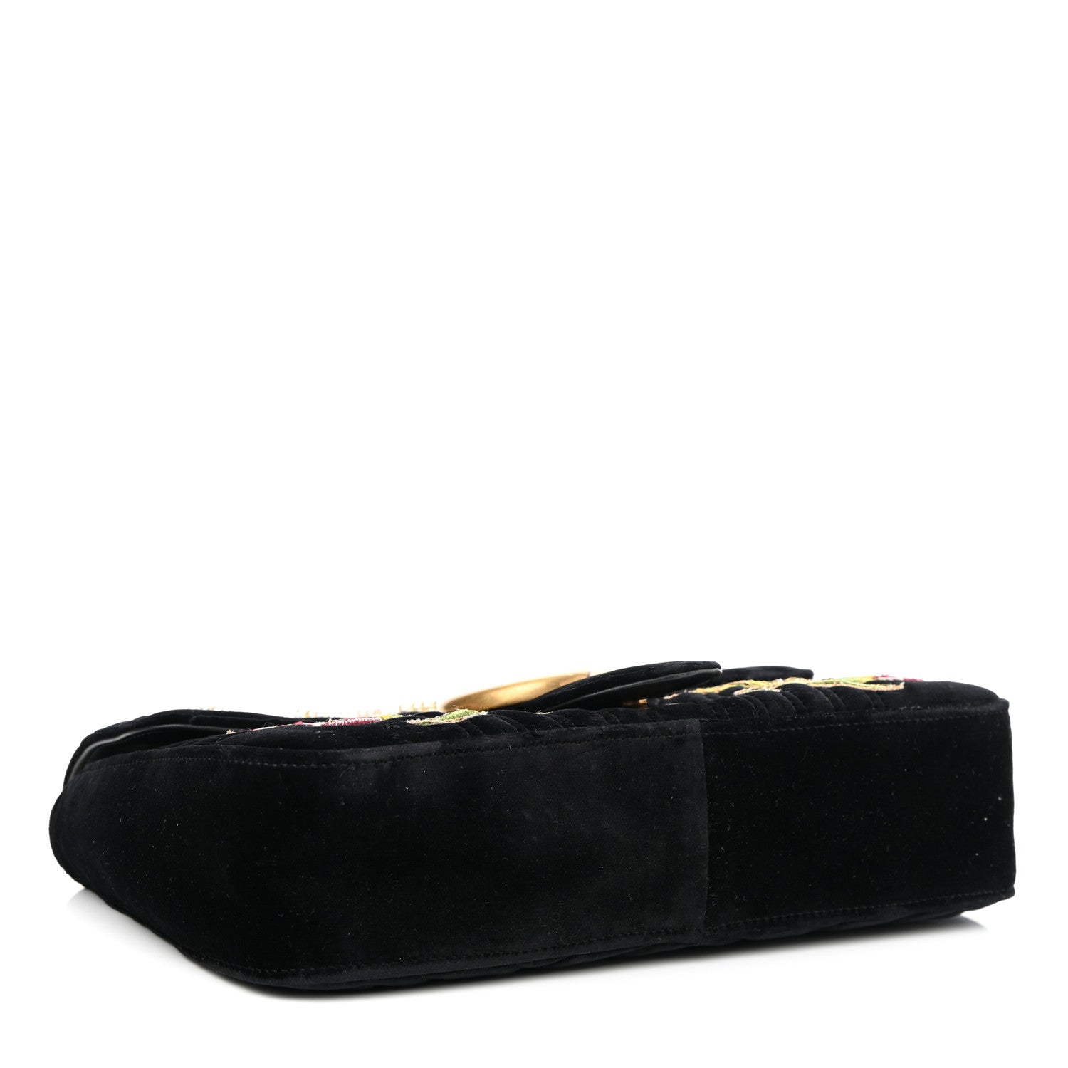 Gucci Velvet Matelasse Loved Embroidered Medium GG Marmont Shoulder Bag Black 4 of 10