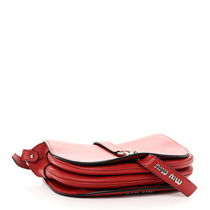 Miu Miu Goatskin Madras Flap Shoulder Bag Fuoco 4 of 9