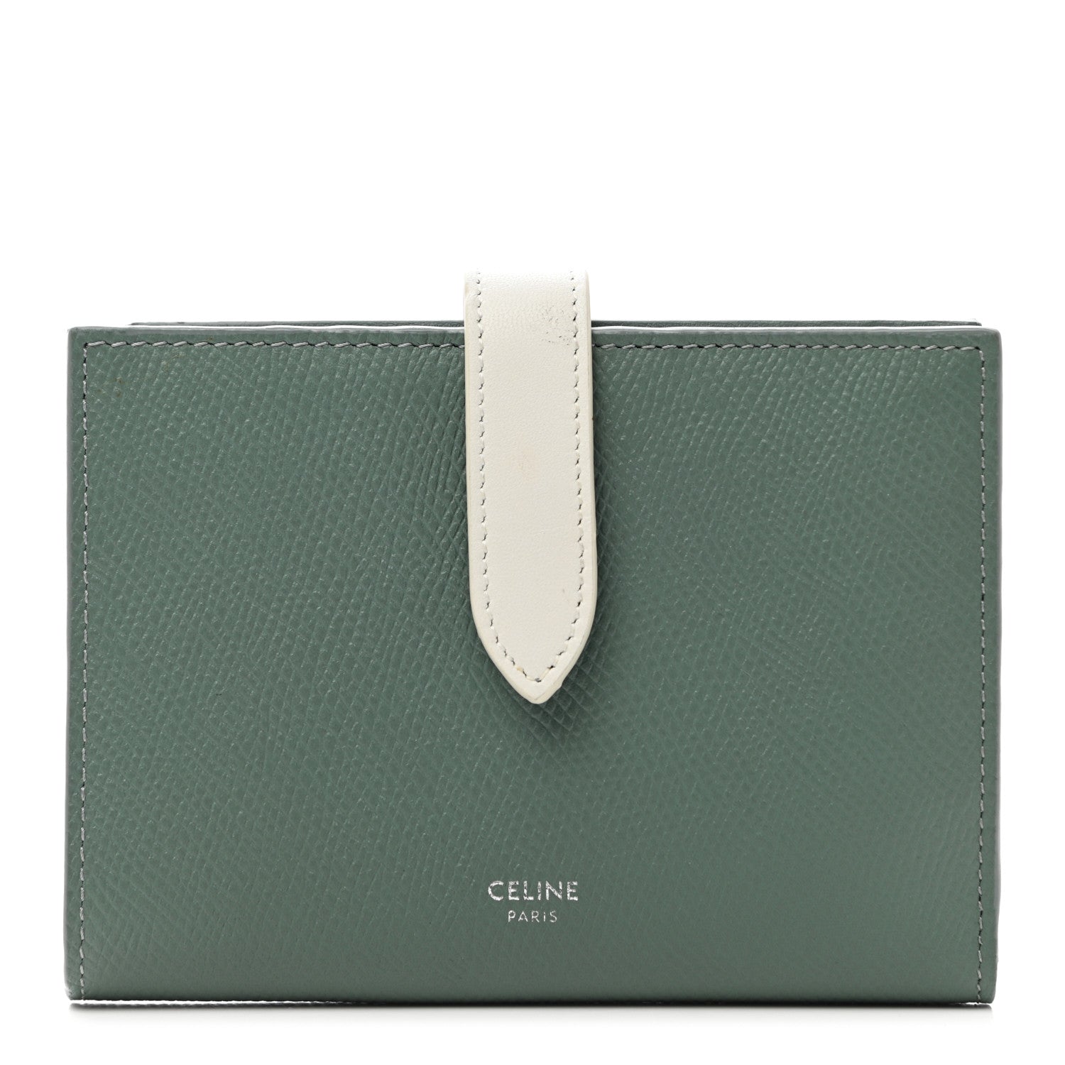 Celine Grained Calfskin Medium Multifunction Strap Wallet Green 1 of 10