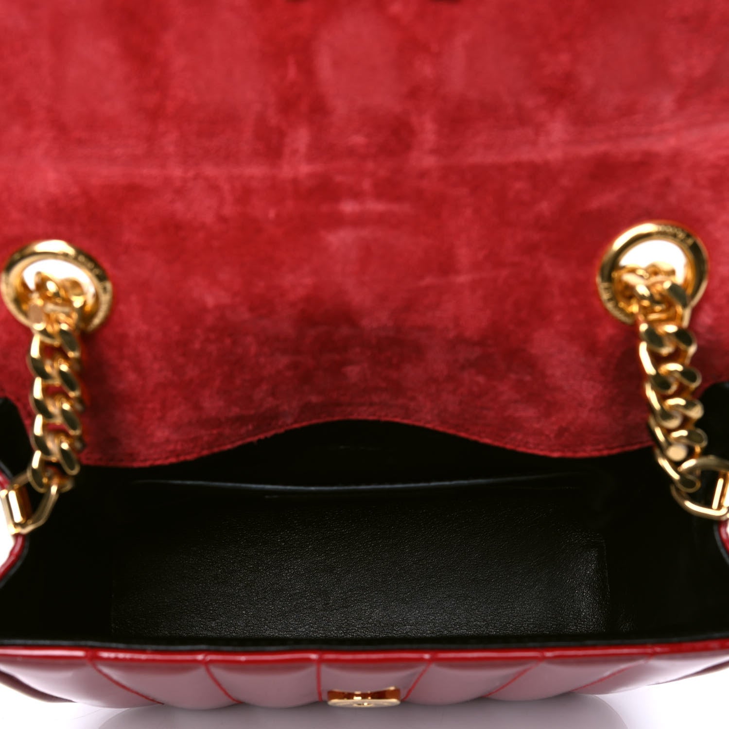 Saint Laurent Patent Matelasse Monogram Small Vicky Chain Bag Red 4 of 5