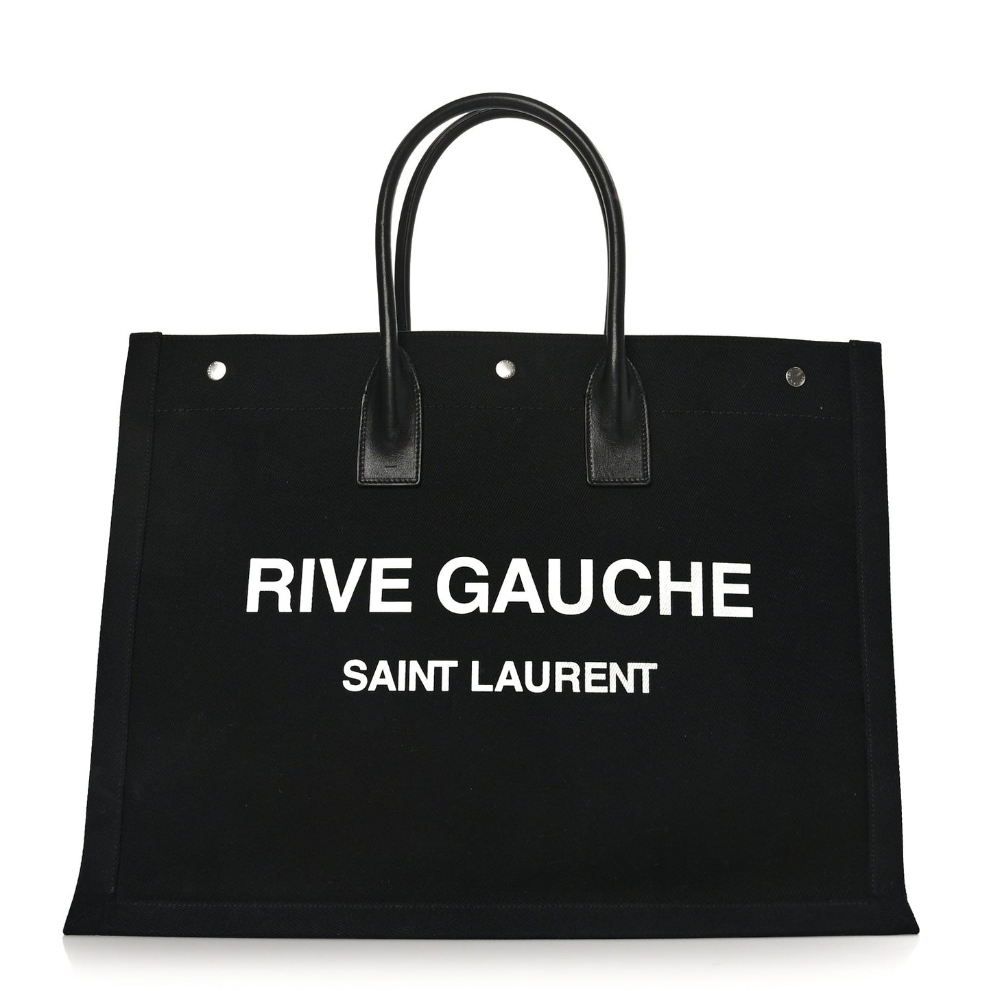 Linen Calfskin Rive Gauche Tote Black