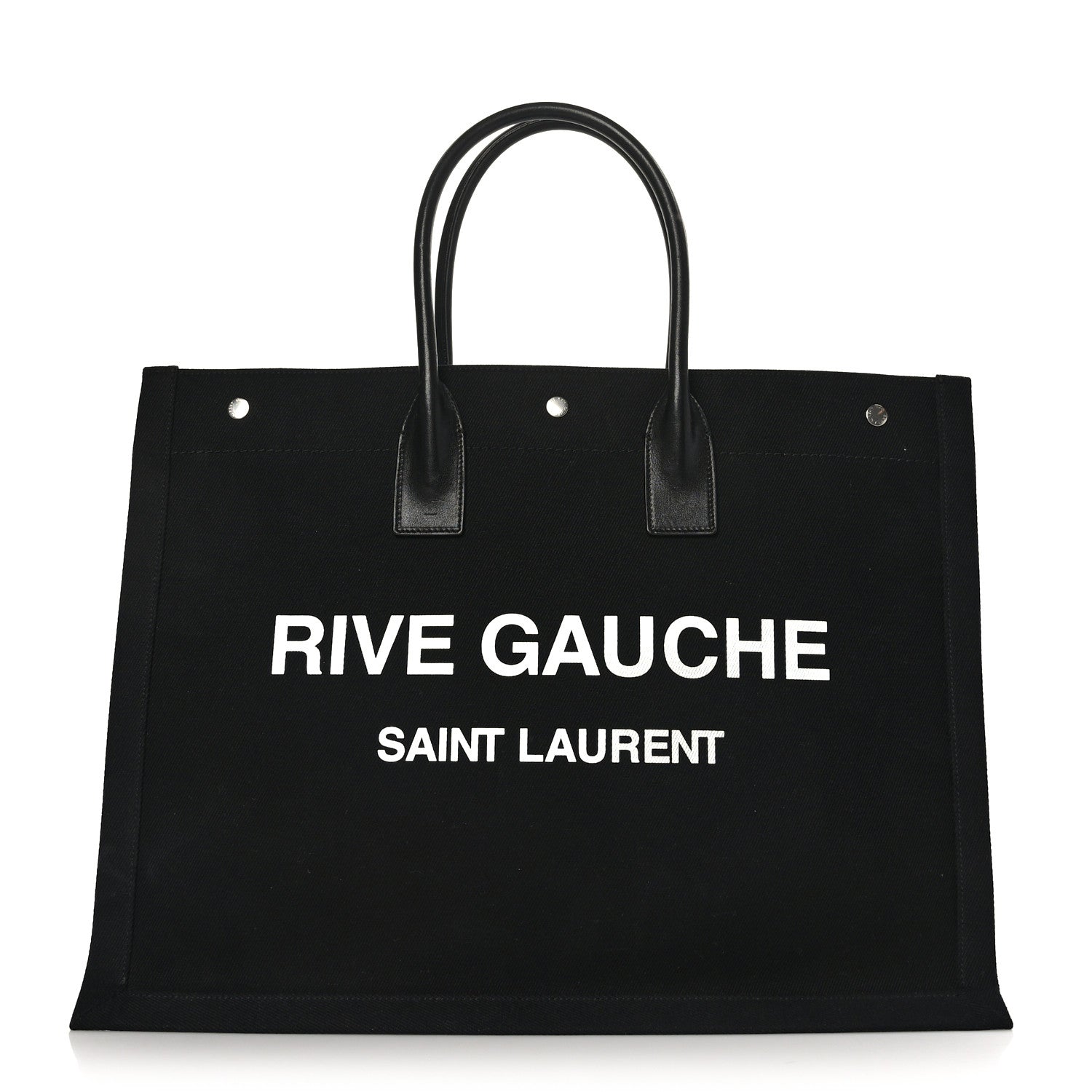 Saint Laurent Linen Calfskin Rive Gauche Tote Black 1 of 9