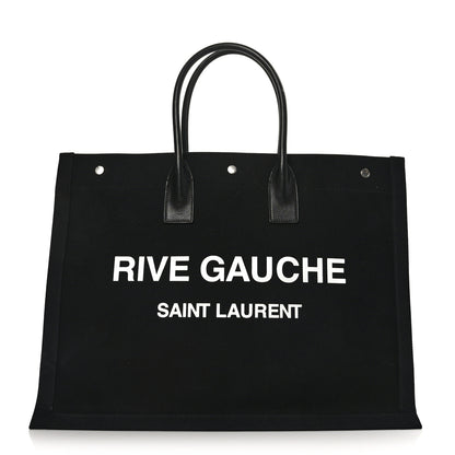 Saint Laurent Linen Calfskin Rive Gauche Tote Black 1 of 9