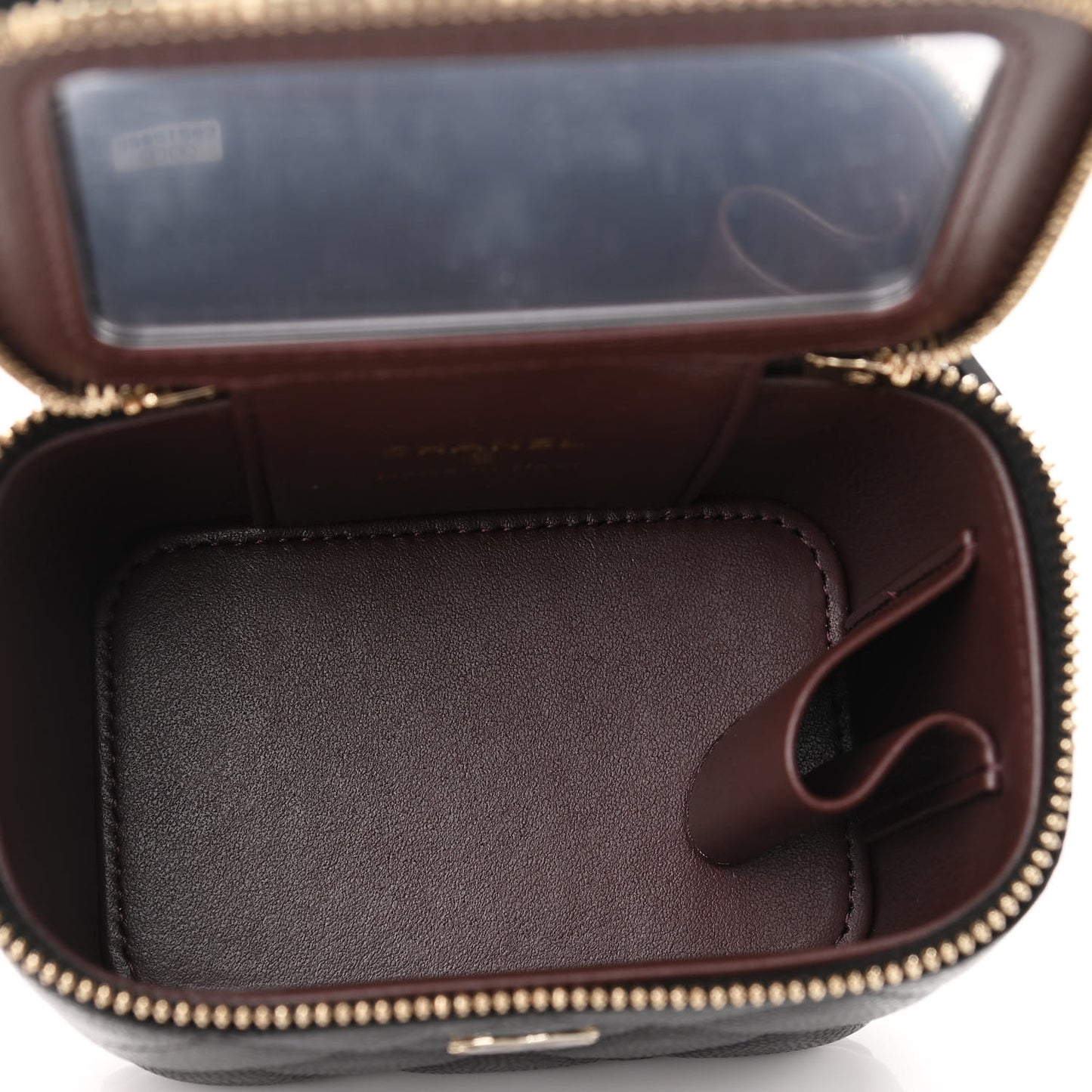 Caviar Quilted Mini Vanity Case With Chain Black