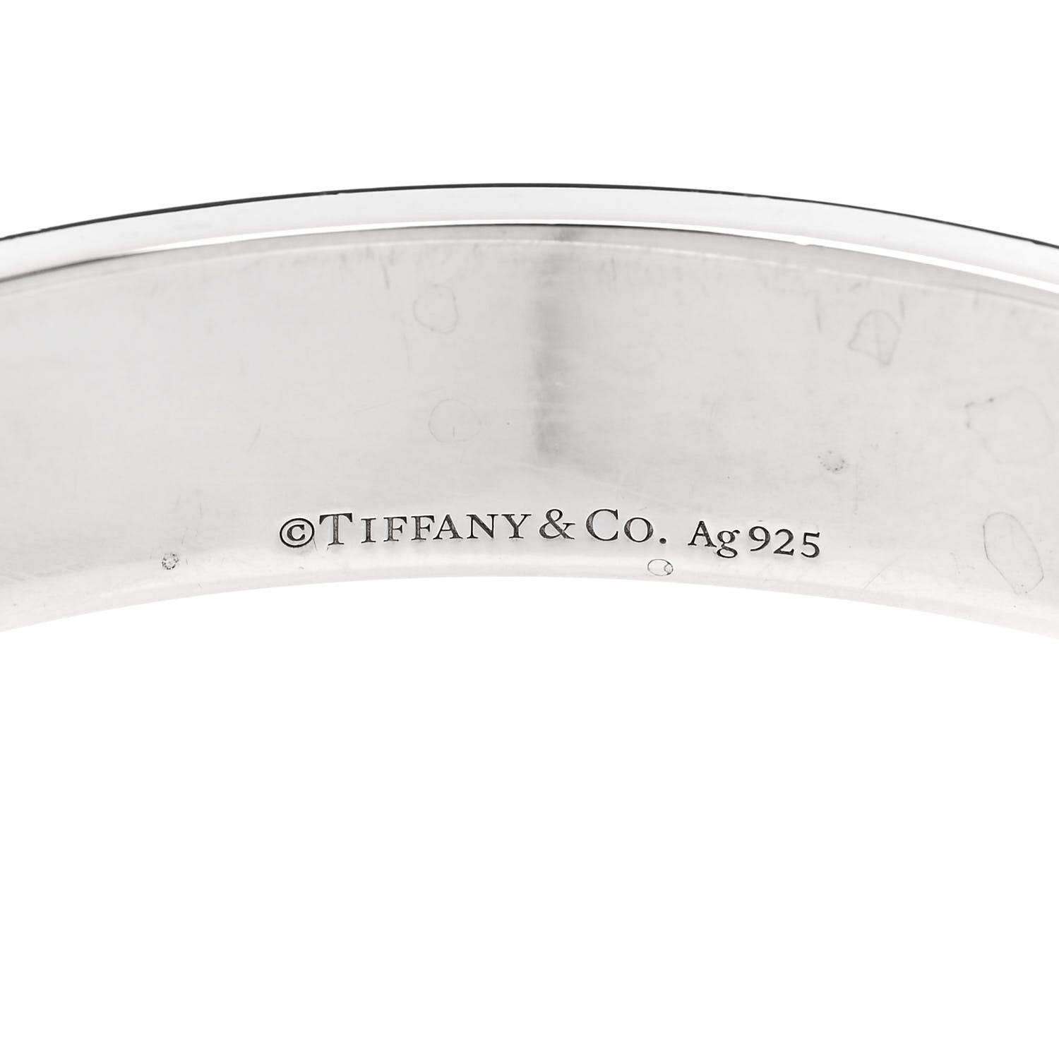Tiffany Sterling Silver Diamond Return To Tiffany Narrow Cuff Bracelet 3 of 4