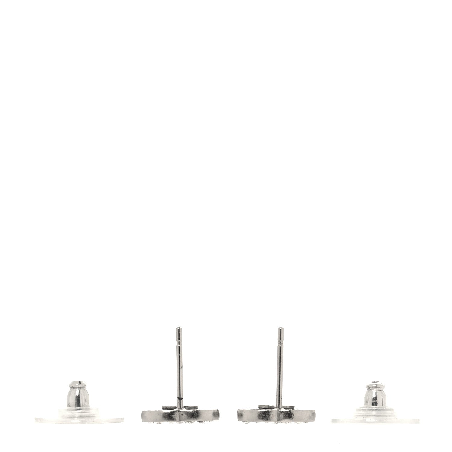 Chanel Crystal Mini Timeless CC Earrings Silver 3 of 5