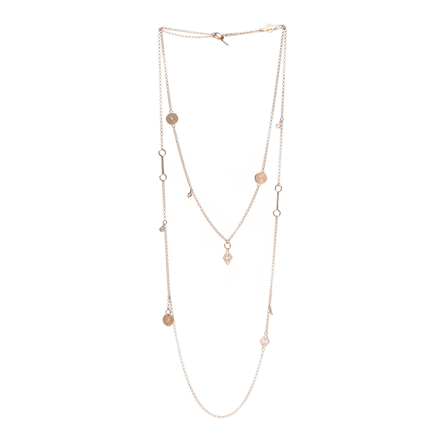 18K Rose Gold Diamond Long Gambade Necklace