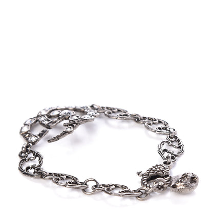 Gucci Oxidized Palladium Crystal Double G Bracelet Silver 3 of 5
