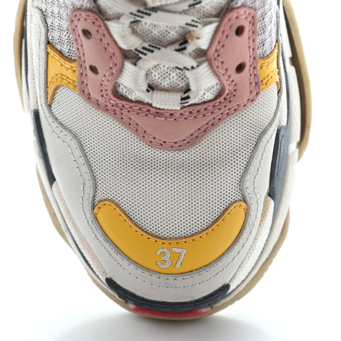 Mesh Nubuck Womens Triple S Sneakers 37 White Gris Jaune Rose