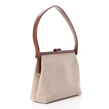 Chanel Linen Frame Shoulder Bag Beige 3 of 14