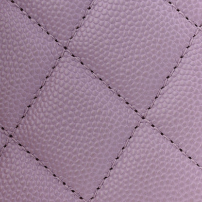 Chanel Caviar Quilted CC Logo Zip Coin Purse Purple 8 of 9