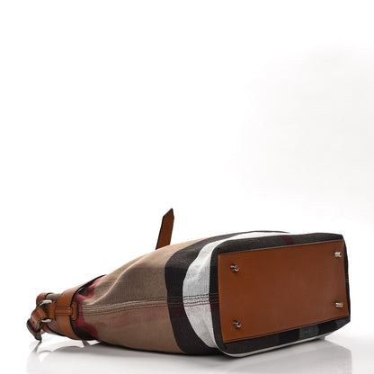 Burberry Canvas Mega Check Medium Traveler Tote Saddle Brown 5 of 8