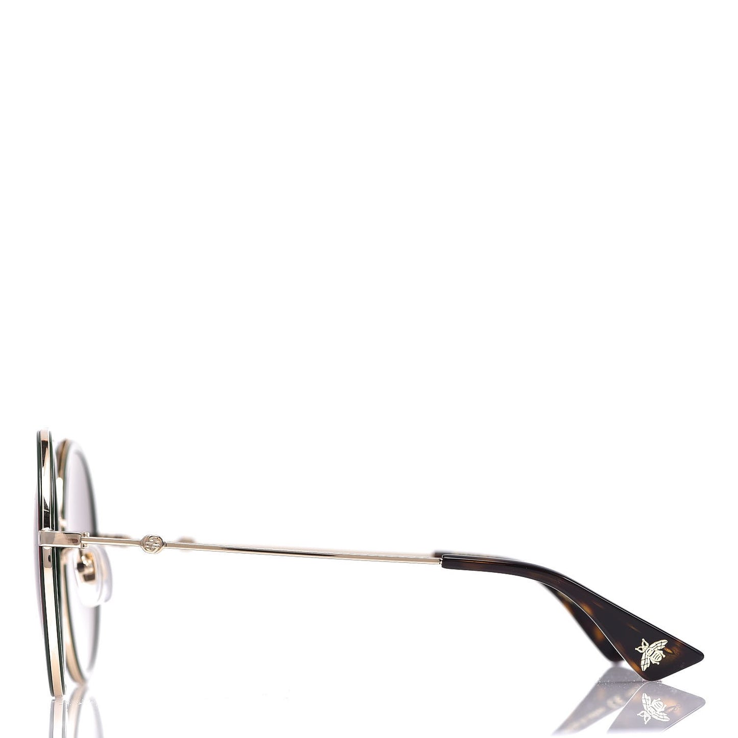 Round Frame Sunglasses GG0061S Gold Green